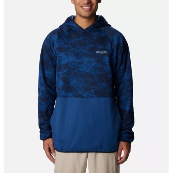 Columbia Men's Blue PFG Super Terminal Fleece Hoodie Size M - Picture 1 of 7